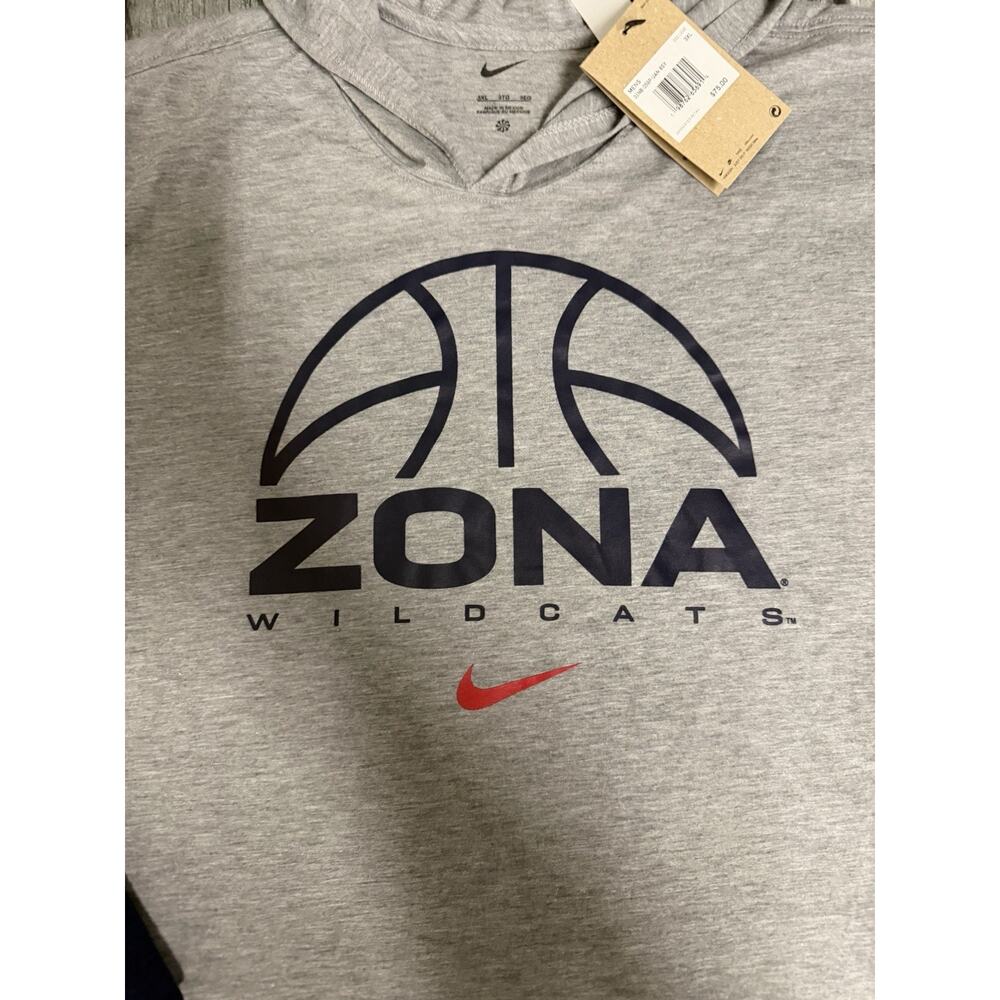 NWT Men’s Nike ARIZONA WILDCATS BASKETBALL Hoodie Tshirt 3XL XXXL Grey - Picture 2 of 11